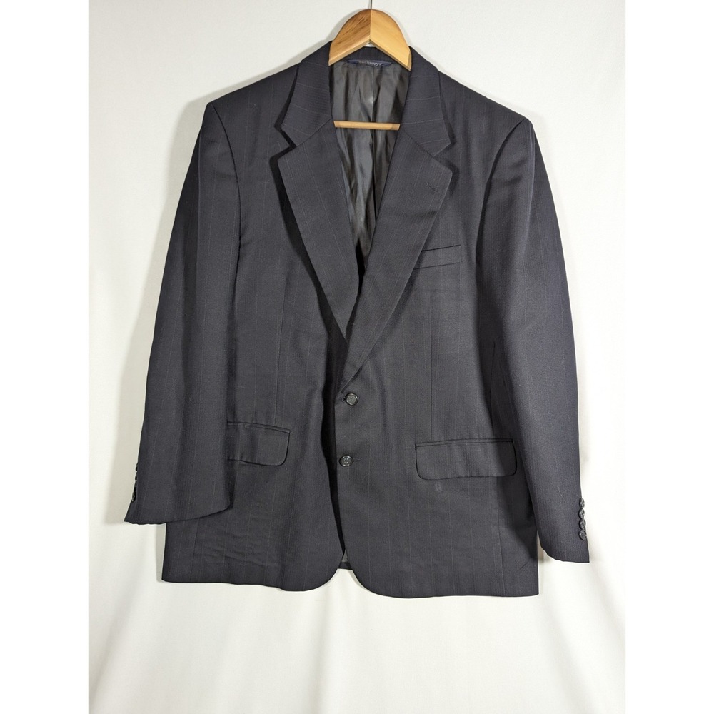 Burberry Blazer Mens 46R Navy Blue Wool Sport Coat Suit Jacket Made in USA FLAW